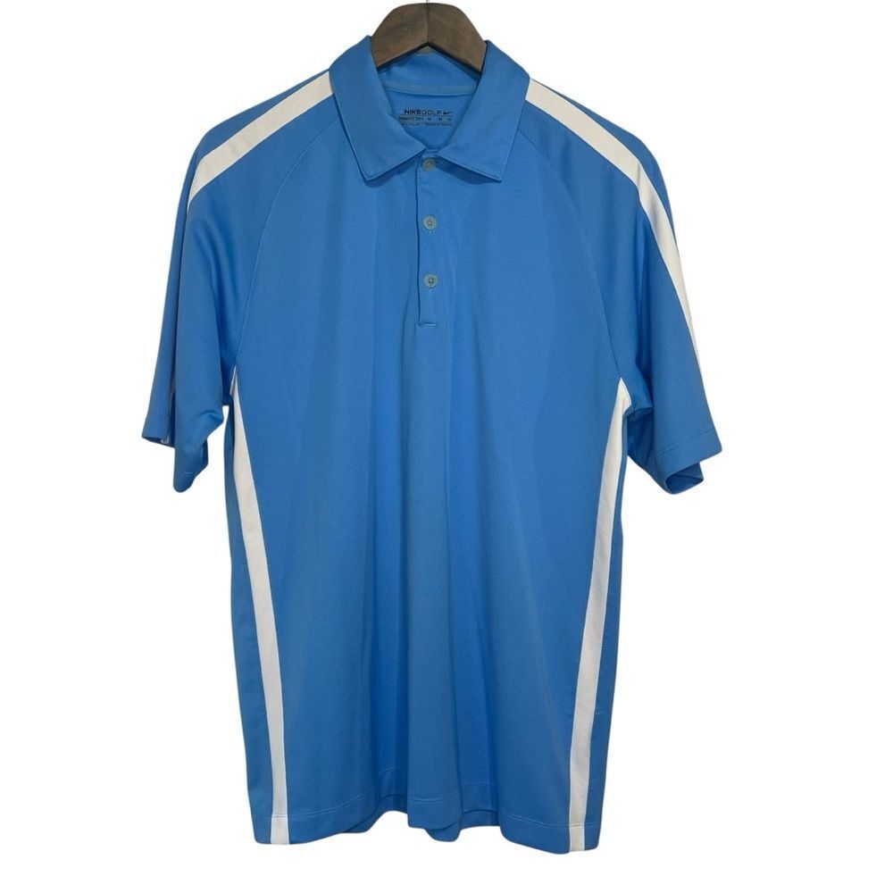 Nike DRI-FIT Golf Polo Shirt Mens Medium Blue/White